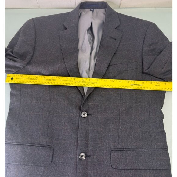 Jos A Bank 1905 2 Piece Suit 39R Blazer 33X29 Pants Windowpane Plaid Gray Wool - Picture 9 of 16